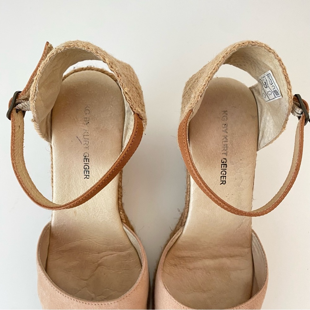 Kurt Geiger Wedge Heel Ankle Strap Dusty Pink Suede Espadrilles Size 38/7.5 GUC - Picture 8 of 13